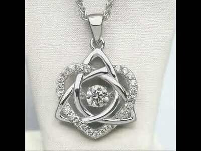 Silver Pendant Dancing Stone - Trinity and Heart
