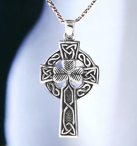 Celtic cross Featuring Shamrock and Knotwork