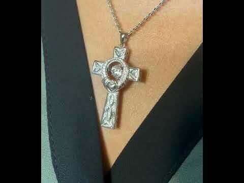 Silver Cross Dancing Stone and Claddagh