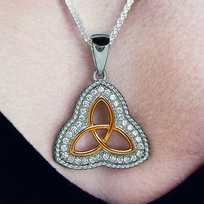 Silver Rope Gold Plated Trinity Knot