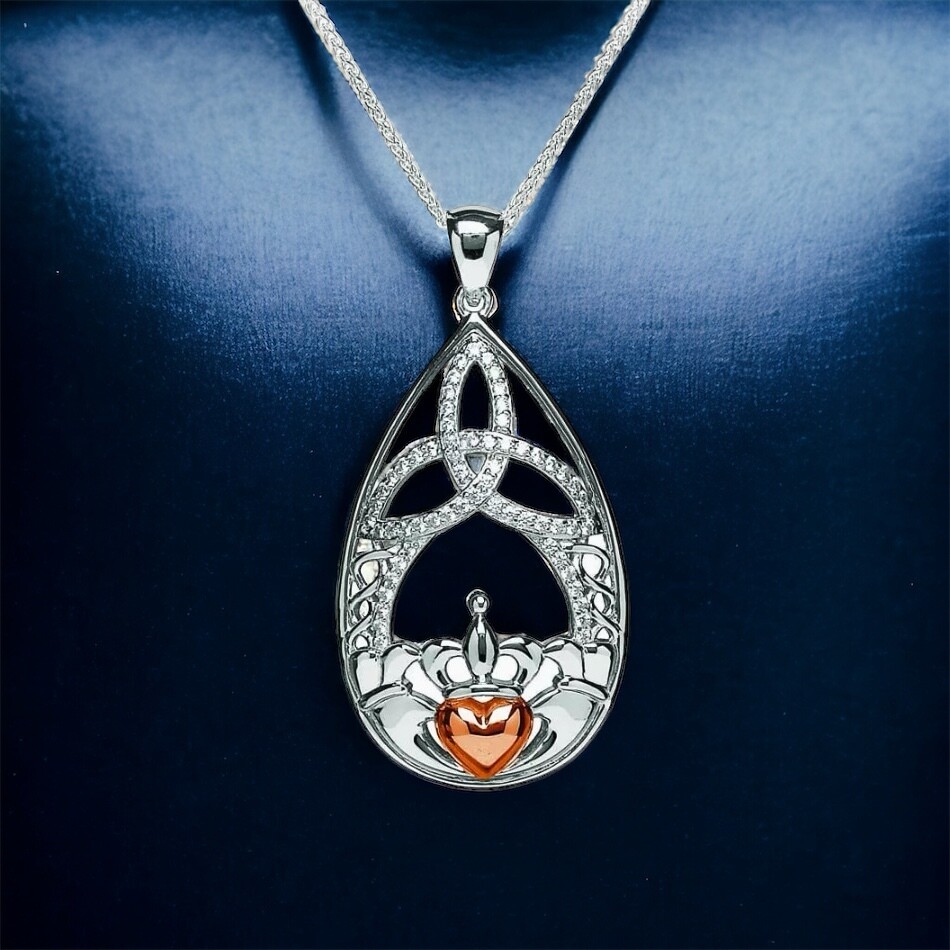 Trinity Teardrop Claddagh Pendant