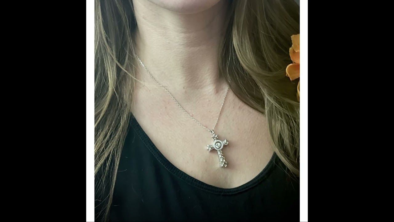 Silver Cross Dancing Stone Pointed