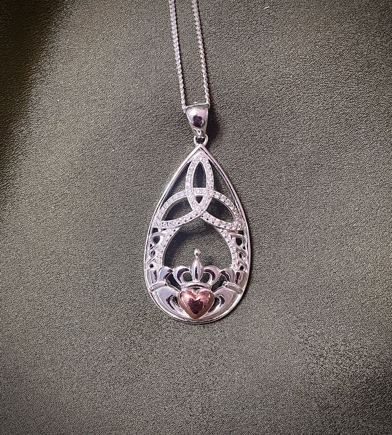 Trinity Teardrop Claddagh Pendant