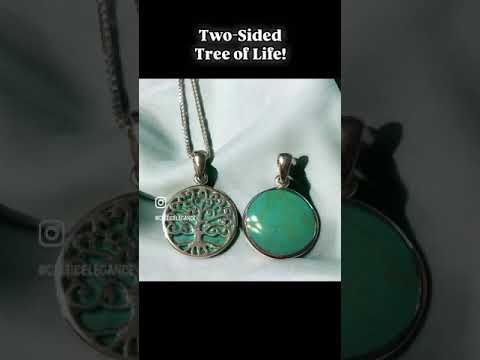 Double-Sided Synthetic Turquoise Celtic Tree of Life Pendant Necklace