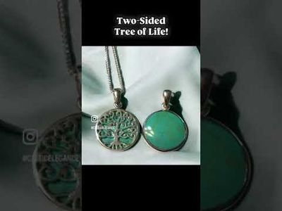 Double-Sided Synthetic Turquoise Celtic Tree of Life Pendant Necklace
