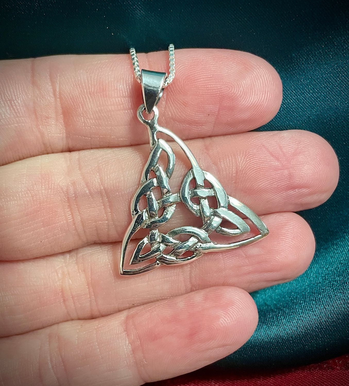 Silver Celtic Knot Triquetra Pendant Sterling silver Celtic triquetra pendant necklace, Irish jewelry, Celtic knot design, on hand.