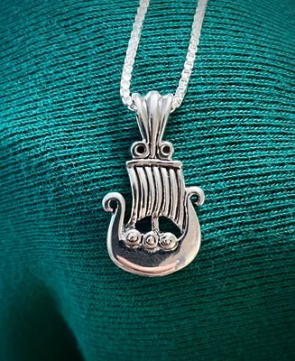 Viking Dragon Ship Boat Pendant Sterling Silver Norse Viking Ship pendant necklace, inspired by Celtic Norse heritage.