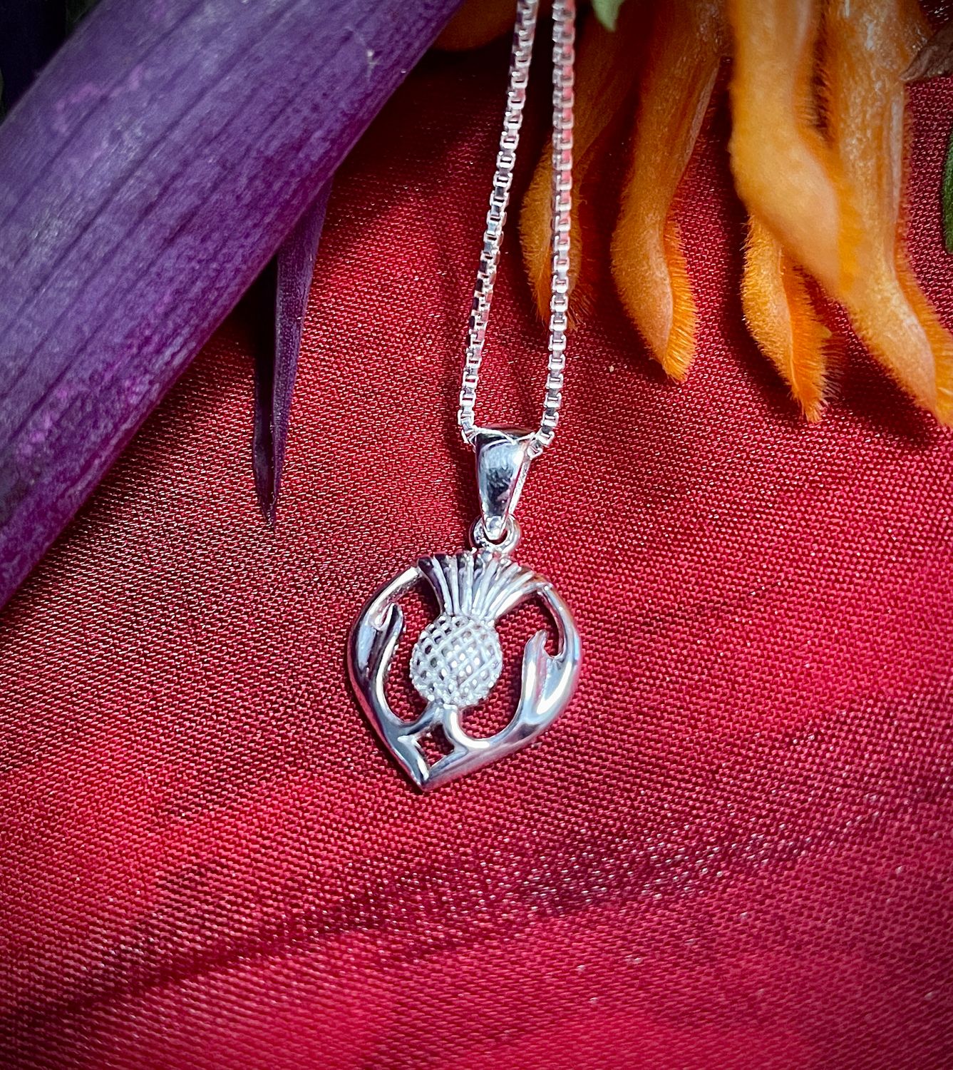 Scottish Thistle - Morag Sterling silver Scottish thistle pendant necklace, symbol of Scotland and Celtic heritage.