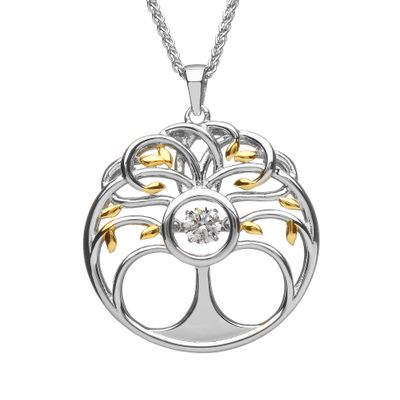 Tree of Life Silver Dancing Stone Pendant