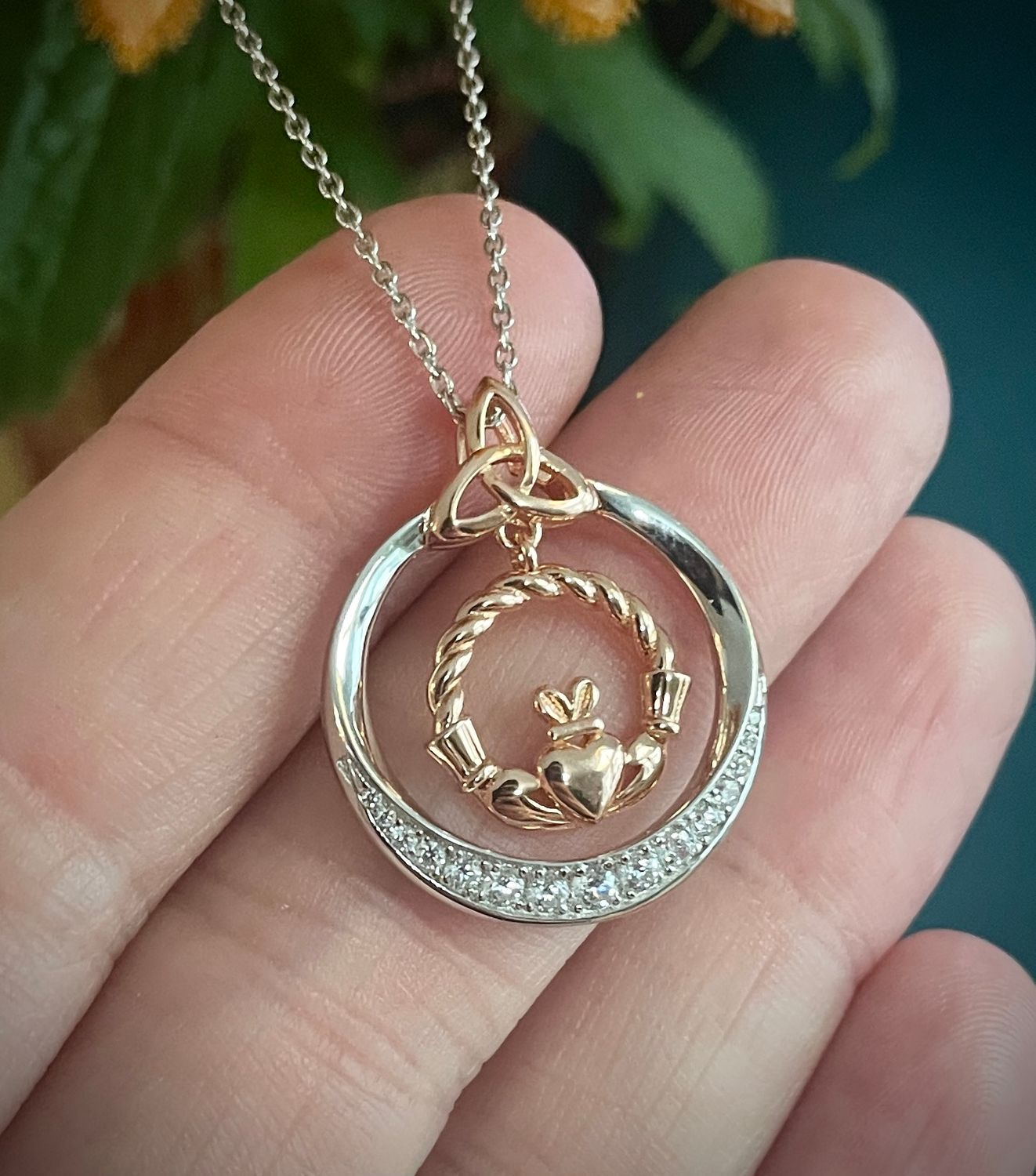 Rose Gold Claddagh with Trinity Knot Rose Gold Claddagh with Trinity Knot