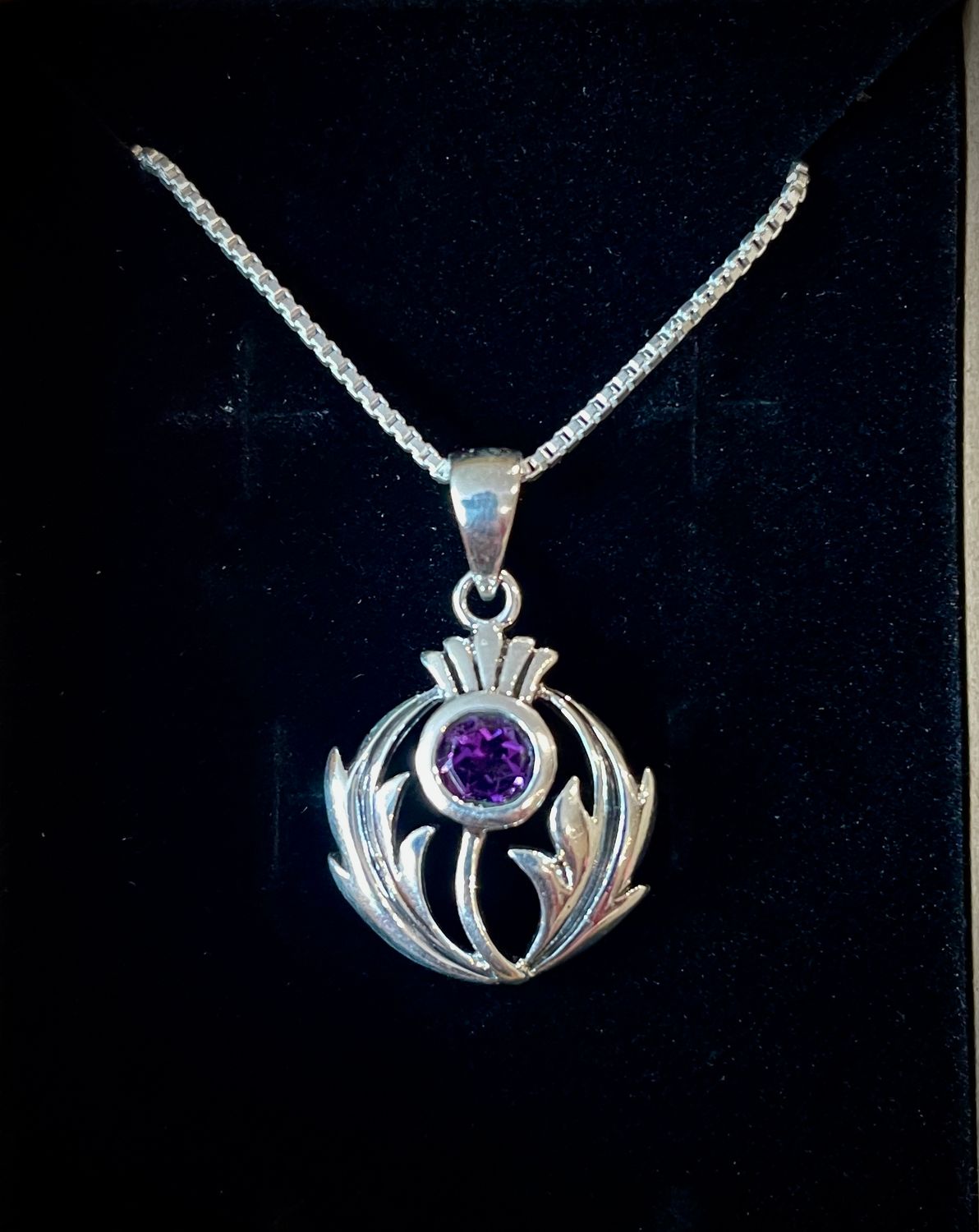 Scottish Thistle with Amethyst Stone Pendant