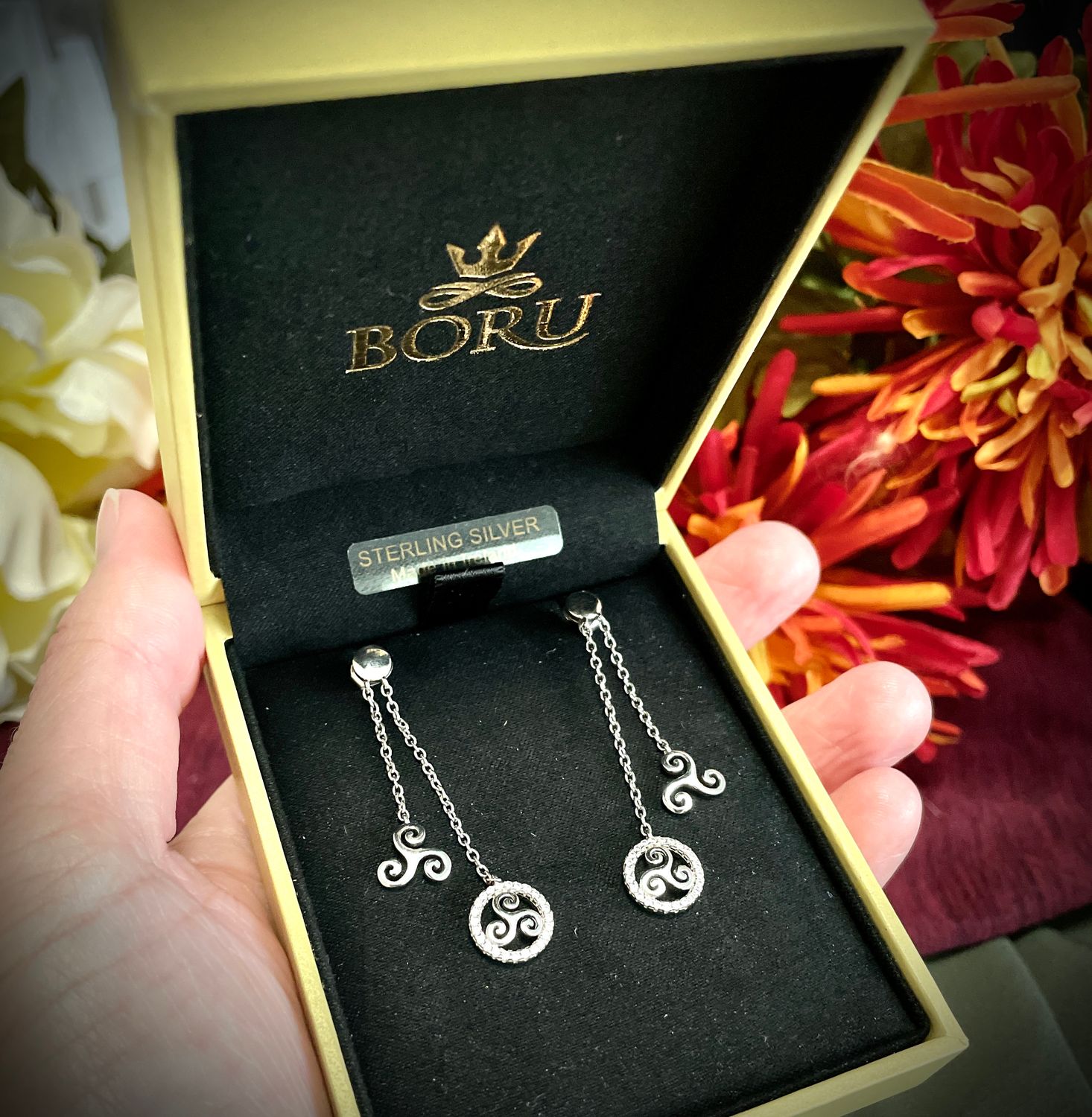 Silver Celtic Triskele Earrings