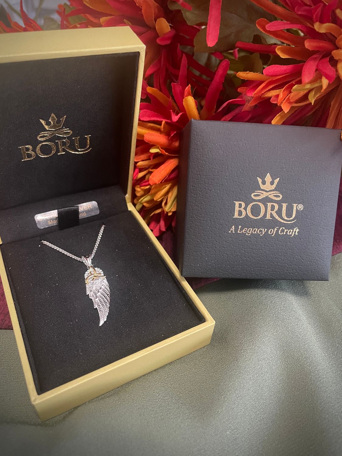 Silver Angel Wing Trinity Pendant