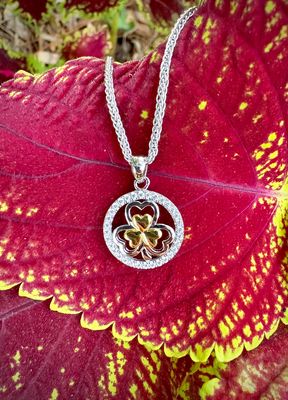 Yellow Gold Plated Irish Shamrock in Circle