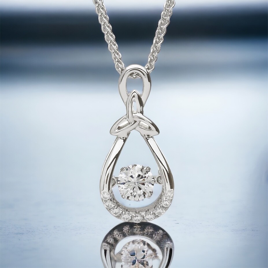 Dancing Stone Trinity Bow Pendant Sterling silver Trinity Bow Celtic Pendant
