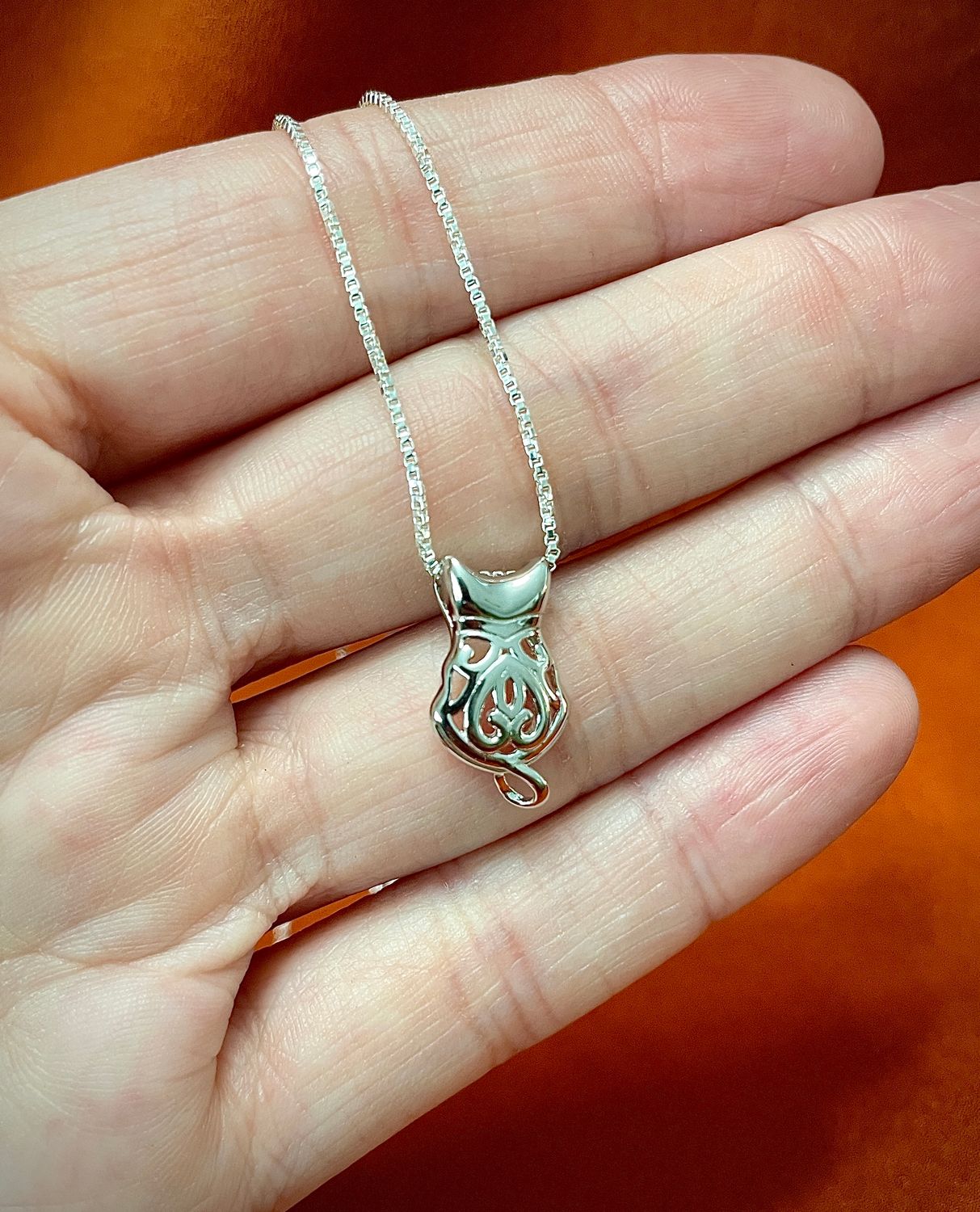 Sterling Silver Treasured Cat Pendant