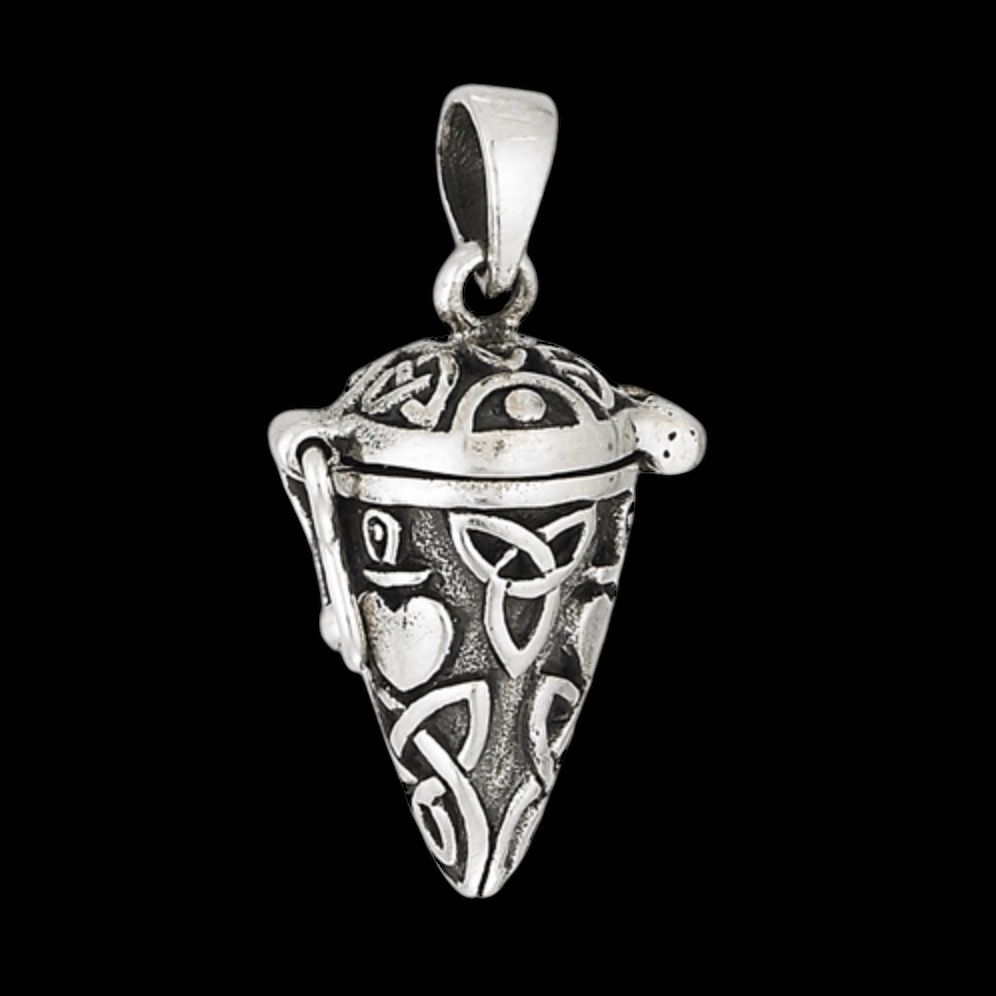 Secret Latching Silver Trinity Knot Vial Locket Pendant