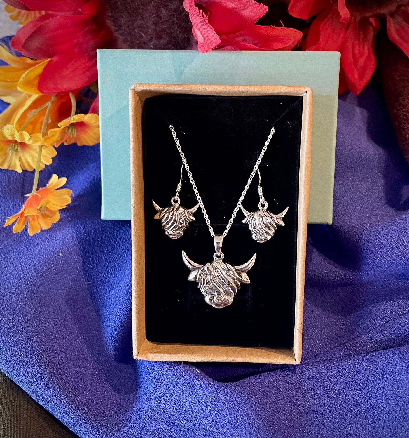 Collier Highland Cow POPLYKE - Argent Sterling 925 - Pendentif Infinité