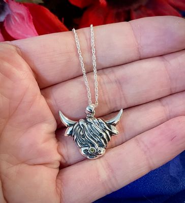 POPLYKE Collana Highland Cow Infinity In Argento 925 Con Ciondolo Mucca - Regalo Significativo