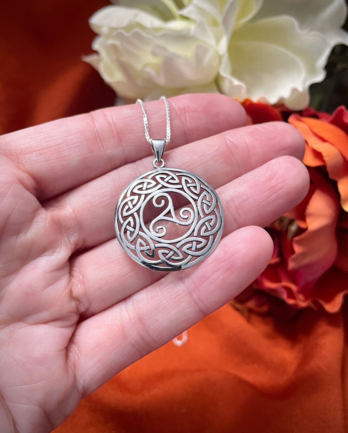 Triskele in Celtic Knotwork Pendant
