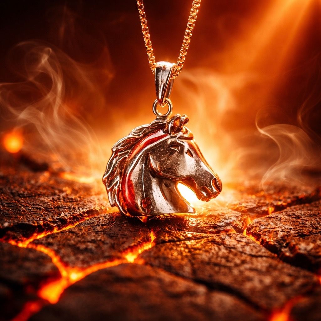Celtic Fire Horse: Welsh Cob Sterling Silver Necklace