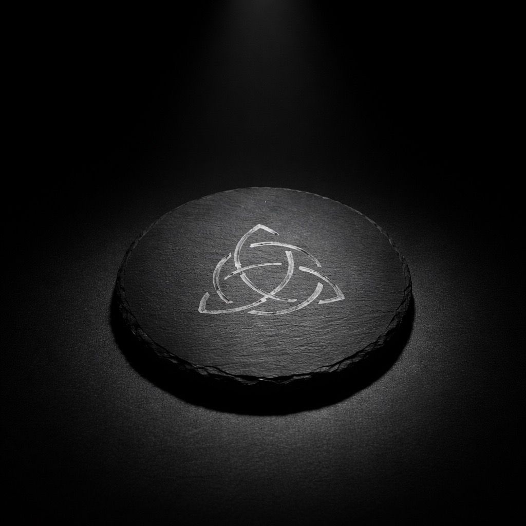 Hand Engraved Triquetra Slate Coasters - Set of 4