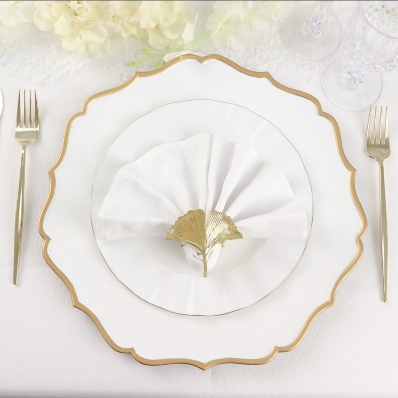 Acrylic white scalloped charger plates - RENTAL