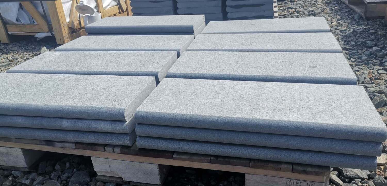Padang Dark Grey Granite Bull Nose Pool Coping - 600x300x40