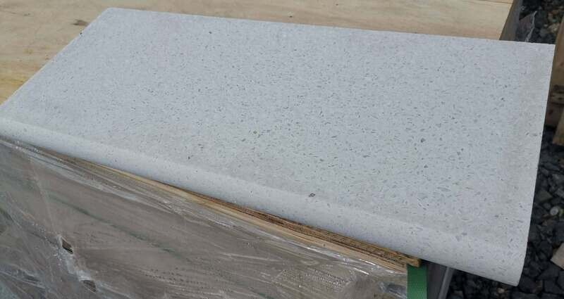 Pearl White Terrazzo Bull Nose Pool Coping - 600x300x40