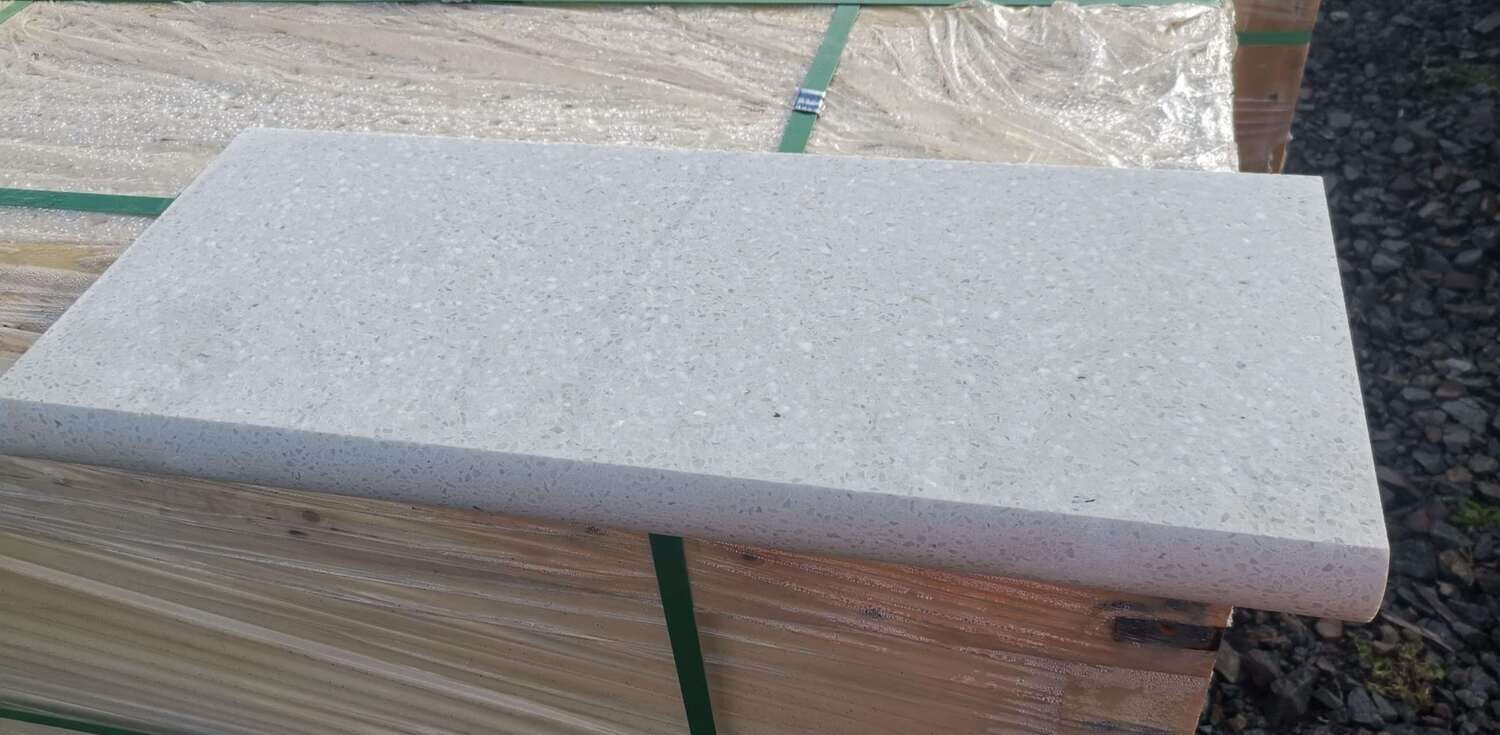Pearl White Terrazzo Bull Nose Pool Coping - 600x250x40