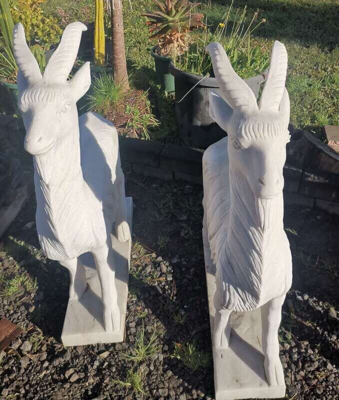 One Pair Of White Marble Goats