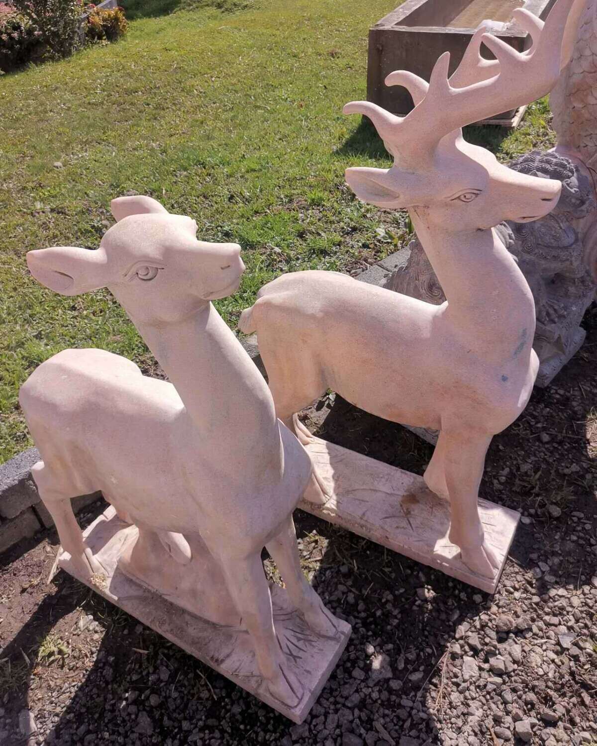One Pair Of Pink Marble Deers