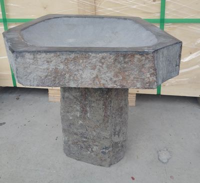 Hexagonal Shape Basalt Bird Bath