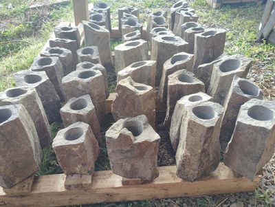 Small Basalt Flower Pot-Diam.8-15cm x 15-20cm H.