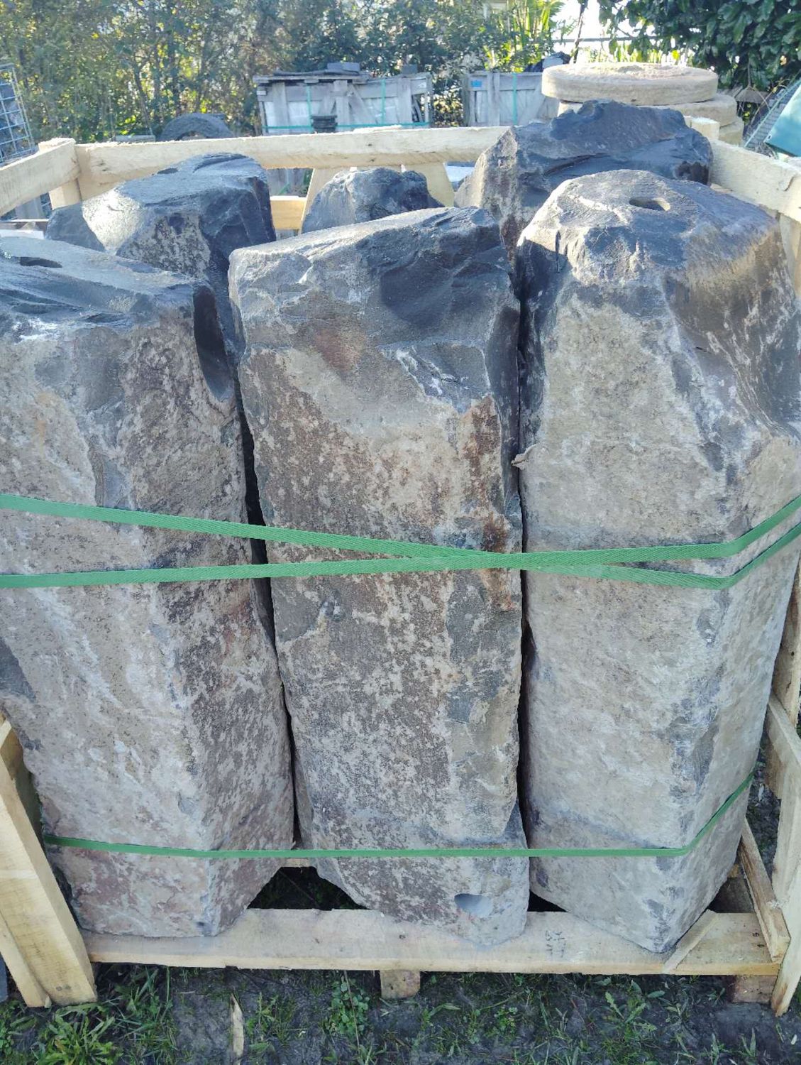 Hexagonal Basalt Ornamental Column-D.35-45cm x 91cm H.