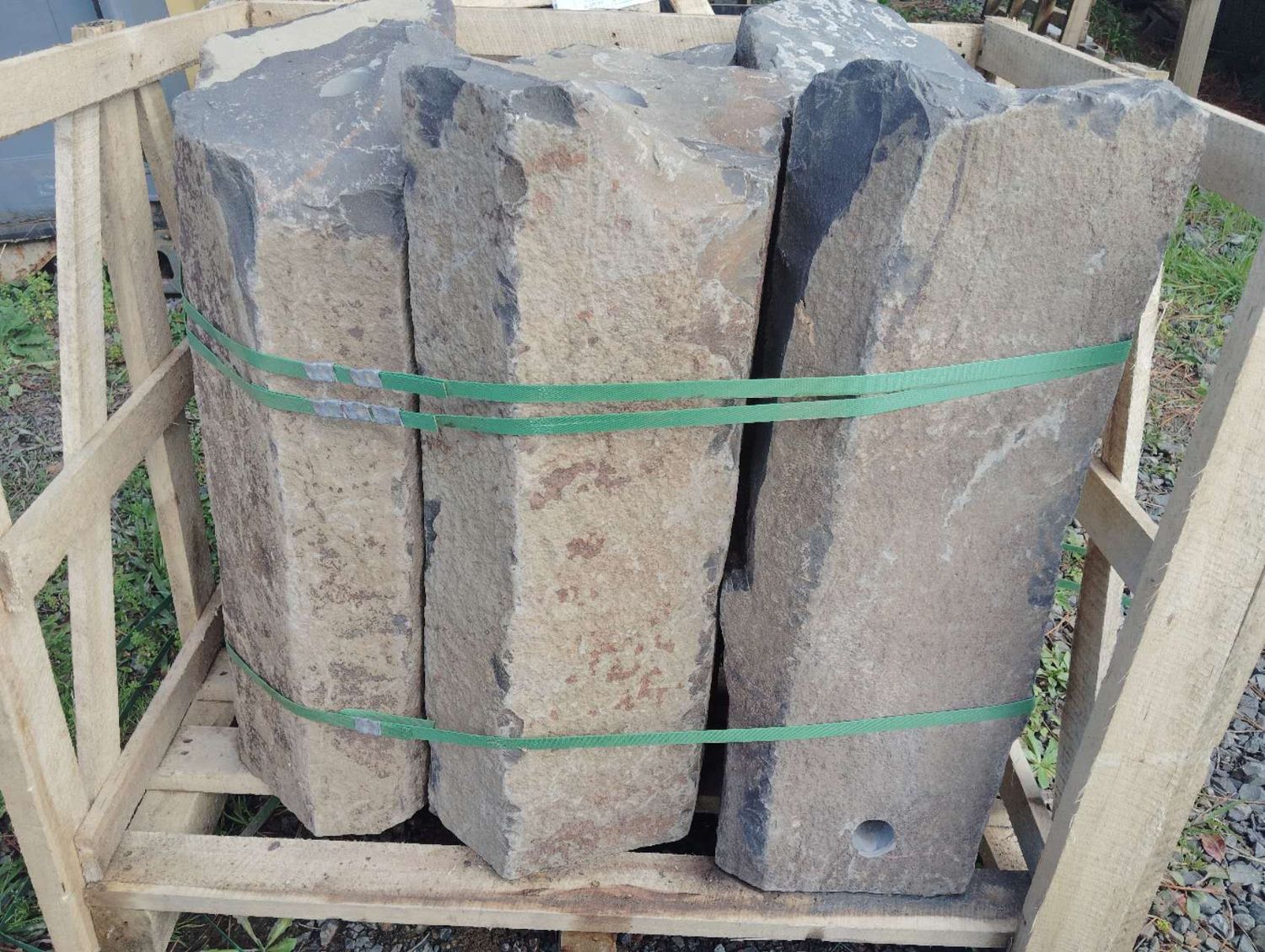 Hexagonal Basalt Ornamental Column-D.35-45cm x 76cm H.