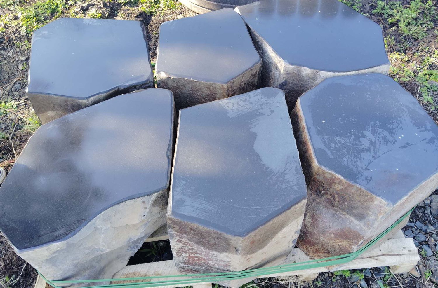 Hexagonal Basalt Stool- 40-50cmx 40cm H.