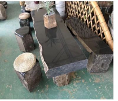 Natural Basalt Outdoor Table Set
