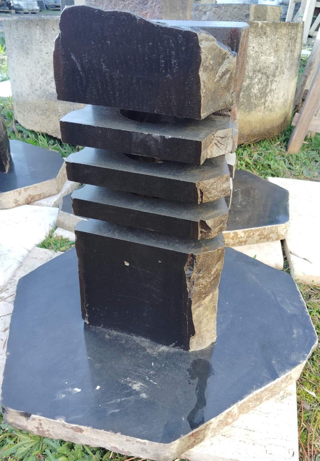 Basalt Lamp / Lantern -D. 20-30cm x 50cm H.