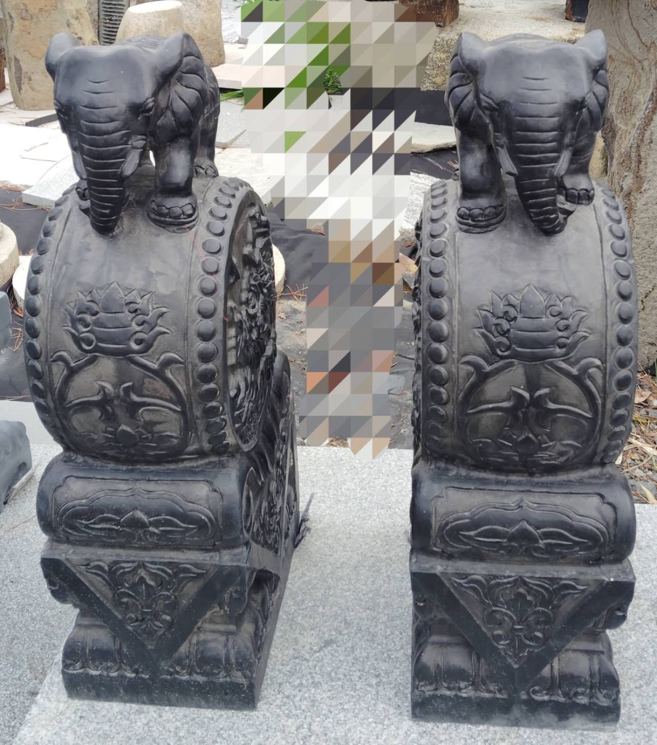High Quality Natural Stone Sculpture- Elephant On Drum