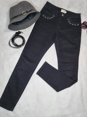 PANTALÓN DE JEAN NEGRO, TALLE 21, PIECE OF CAKE