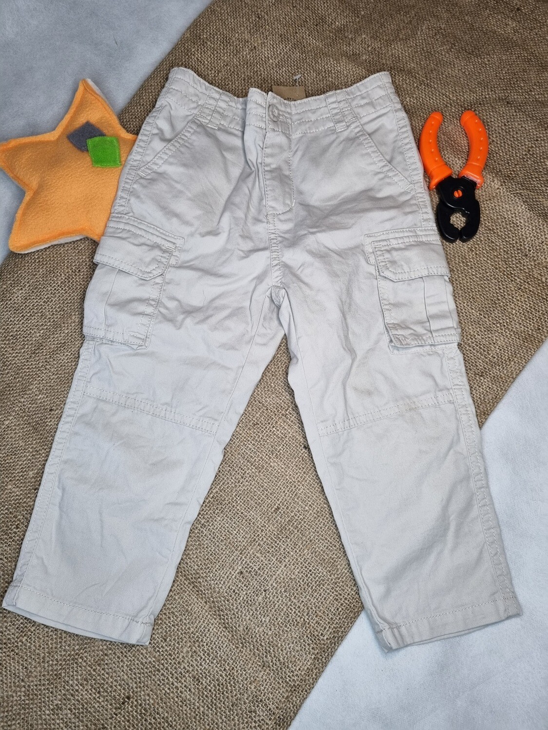 PANTALON CARGO TELA, CRUDO,TALLE 2, BAS