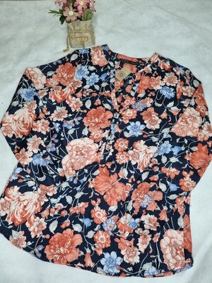 BLUSA ESTAMPADA, MANGA LARGA. MARCA ZARA, TALLE XS