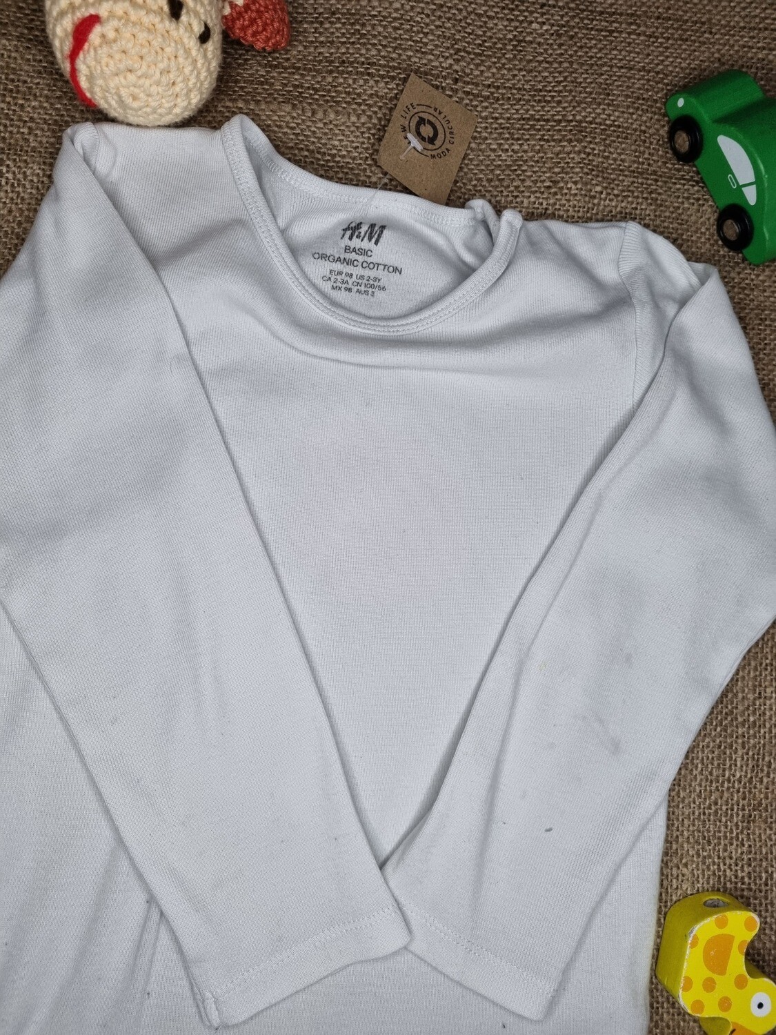 BODY HYM MANGA LARGA COLOR BLANCO, TALLE 2/3 AÑOS