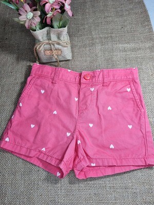 SHORT DE NIÑO, MARCA OSHKOSH, TALLE 18/24 M. ROSADO CON CORAZONES BLANCOS