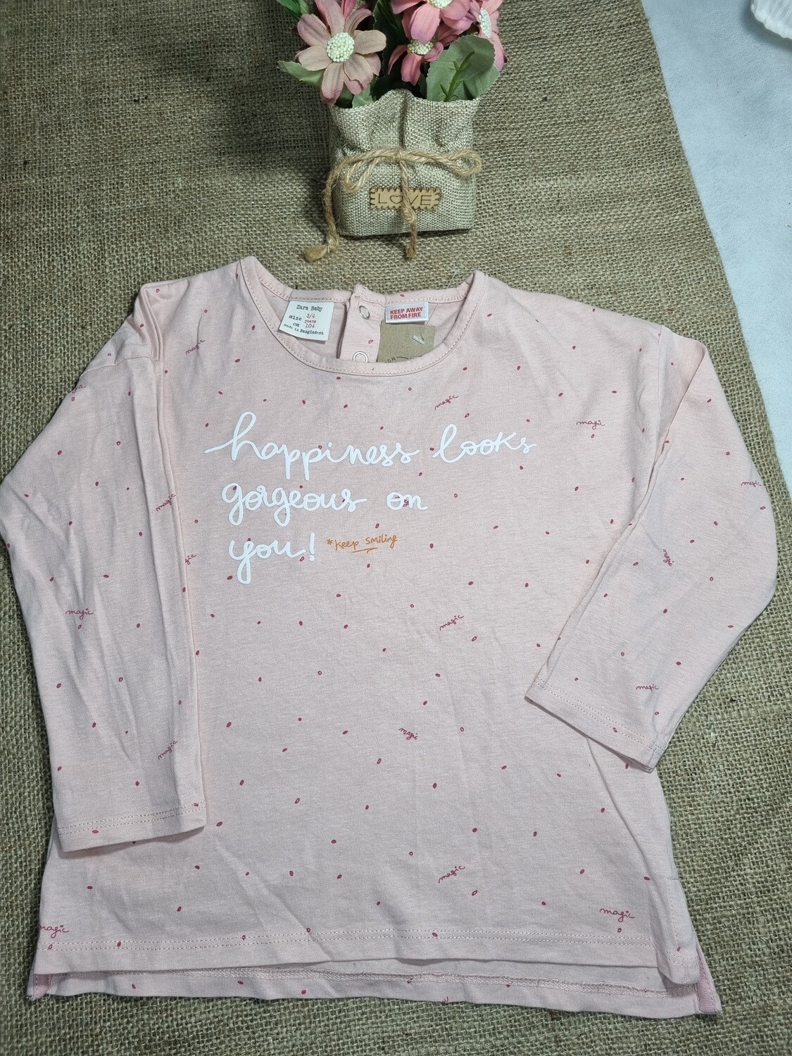 REMERA DE ALGODON, MANGA 3/4. MARCA ZARA, TALLE 3/4. IMPECABLE