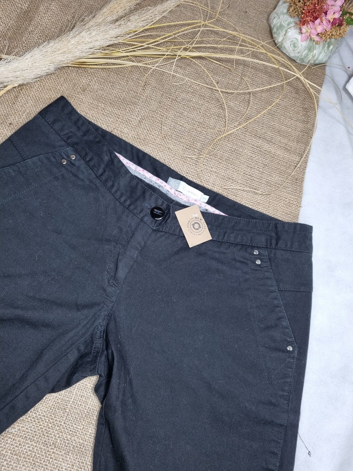 PANTALON DE ALGODON, COLOR NEGRO, MARCA LEMON TALLE 3(40)