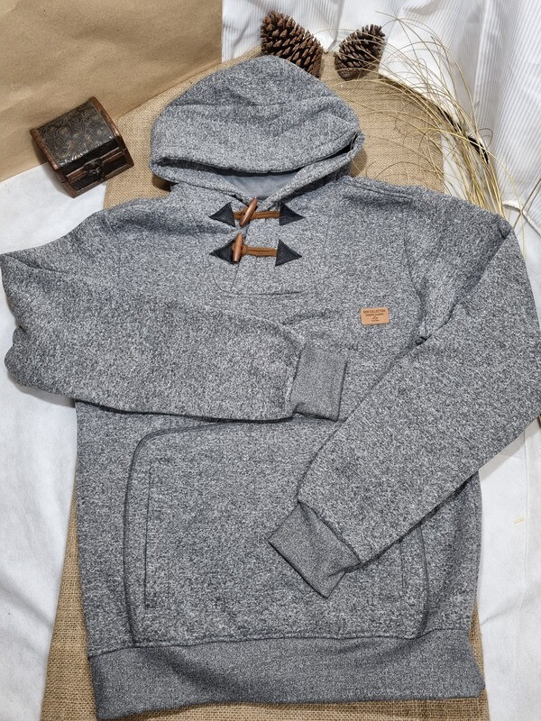 CANGURO DEPORTIVO, AFELPADO, COLOR GRIS JASPEADO, TALLE XXL (XL)