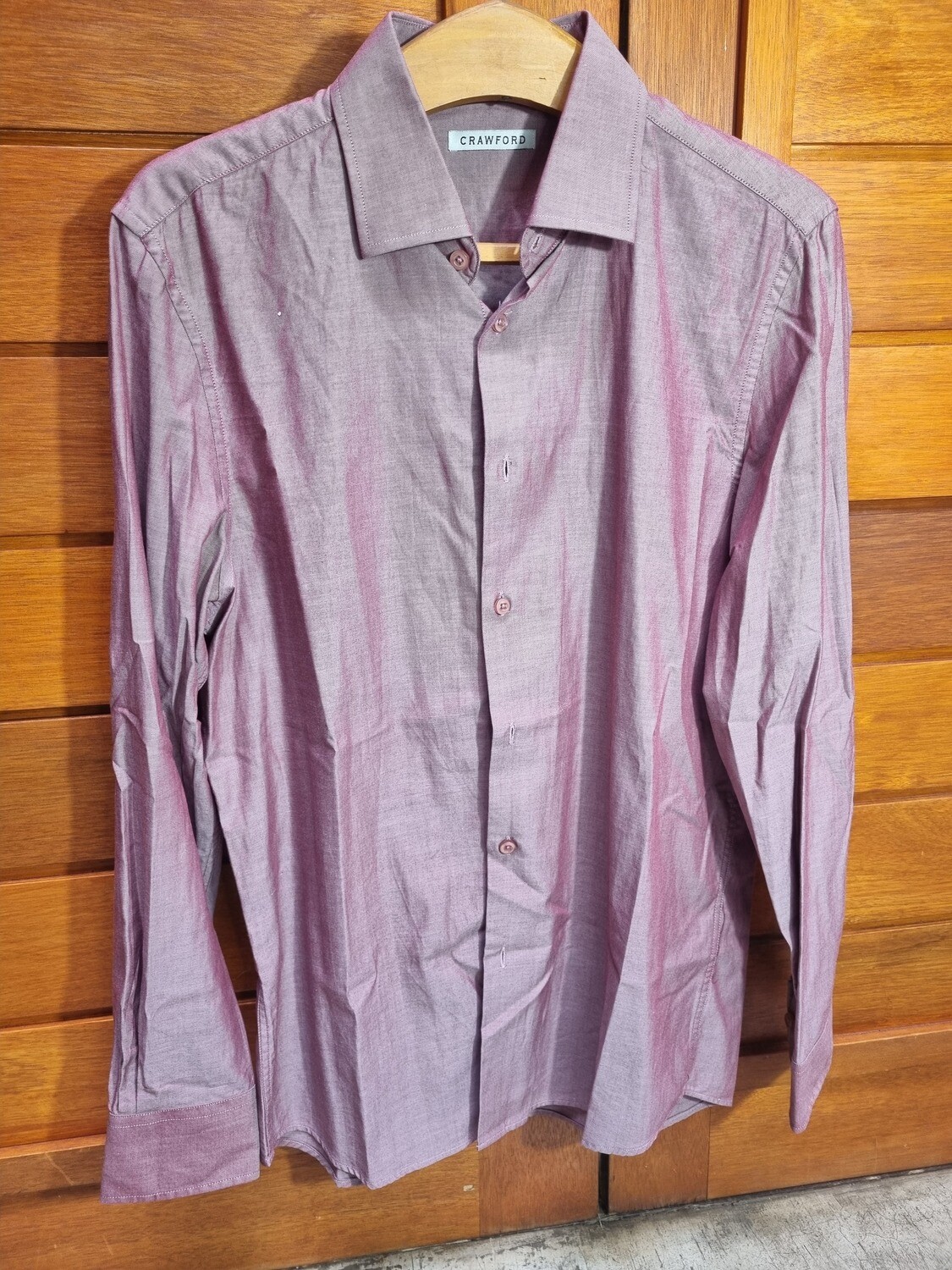 CAMISA DE MANGA LARGA, COLOR BORDEAU CLARO, MARCA CRAWFORD, TALLE 39/40 (S/M)