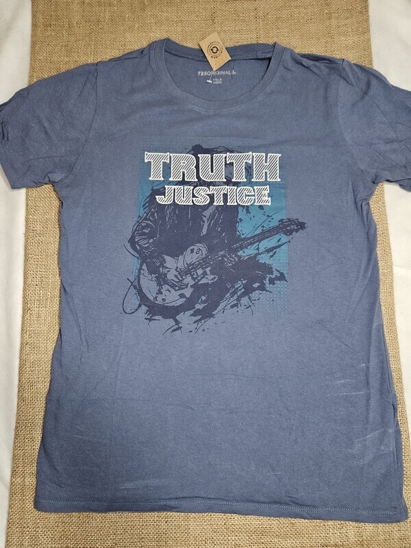 REMERA DE MANGA CORTA, COLOR AZUL CON INSCRIPCION AL FRENTE, MARCA 725 ORIGINAL, TALLE 16